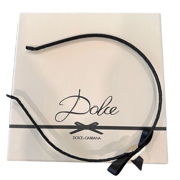 Dolce & Gabbana Porcelain Flower Black Ribbon Accent Headband NIB - Picture 4 of 6